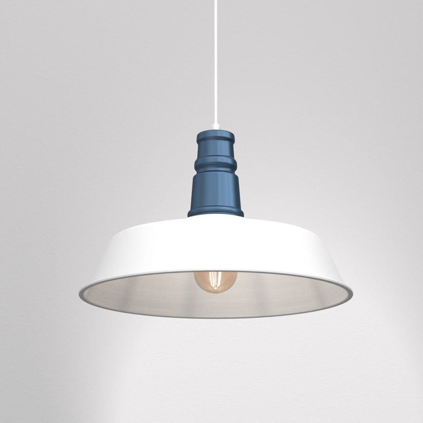 Hanglamp aan een koord ENZO 1xE27/60W/230V wit/blauw