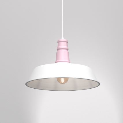 Hanglamp aan een koord ENZO 1xE27/60W/230V wit/roze