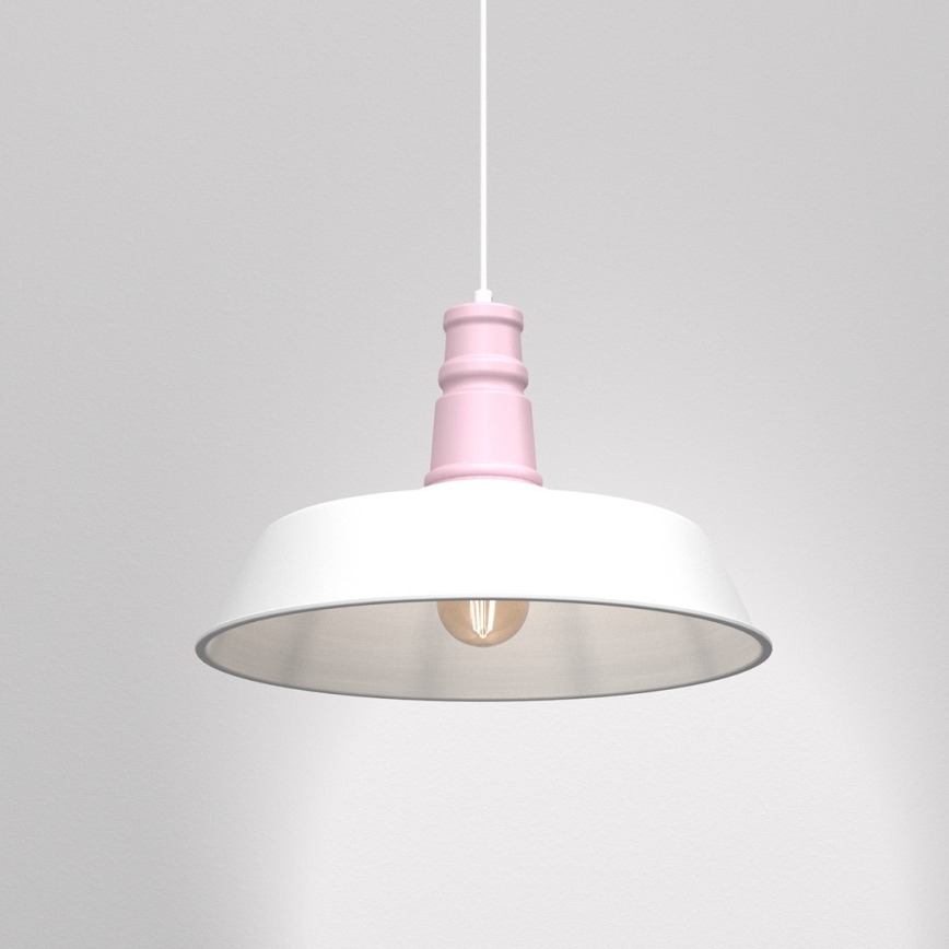 Hanglamp aan een koord ENZO 1xE27/60W/230V wit/roze