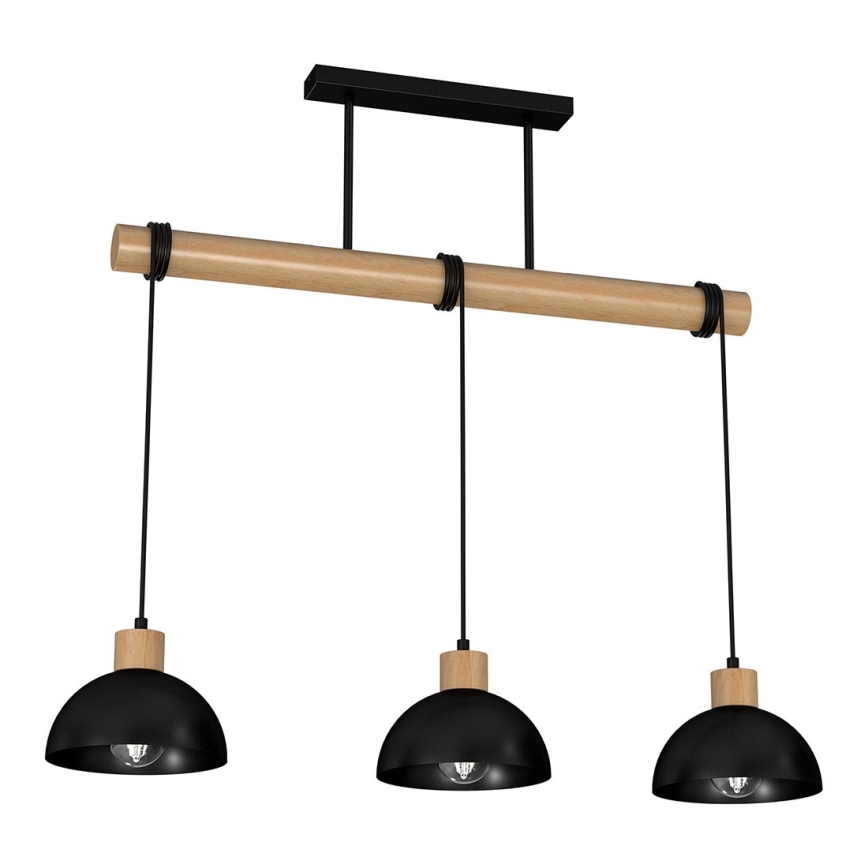 Hanglamp aan een koord ERIK 3xE27/60W/230V beige/zwart