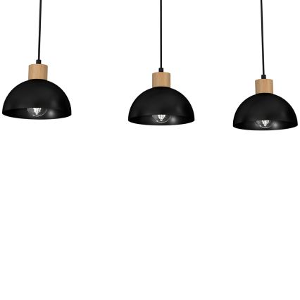 Hanglamp aan een koord ERIK 3xE27/60W/230V beige/zwart