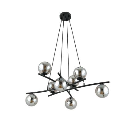 Hanglamp aan een koord ESSA 8xE14/10W/230V zwart/gerookt