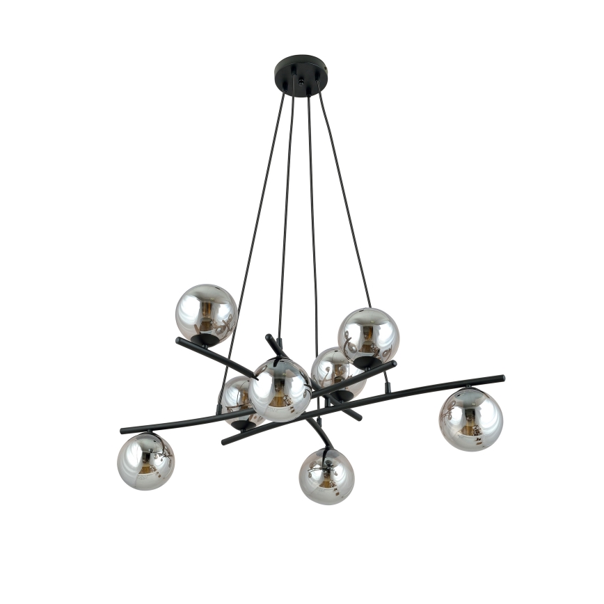 Hanglamp aan een koord ESSA 8xE14/10W/230V zwart/gerookt