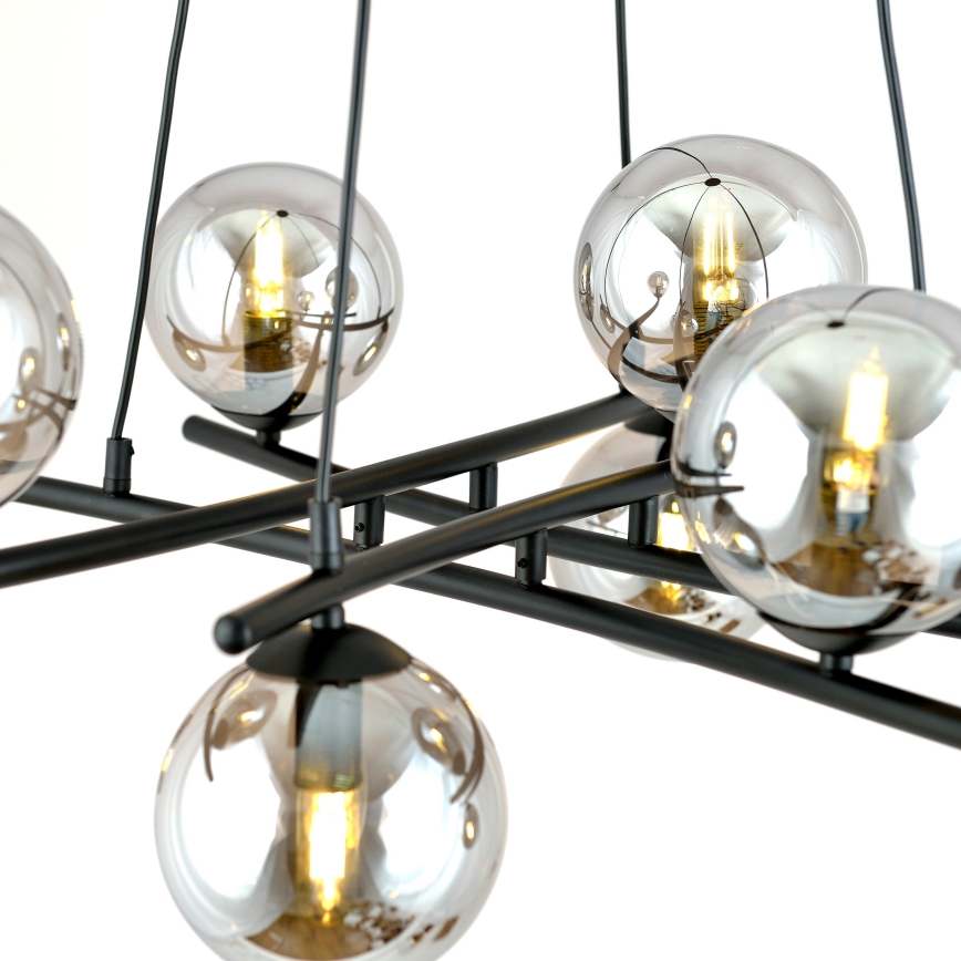 Hanglamp aan een koord ESSA 8xE14/10W/230V zwart/gerookt