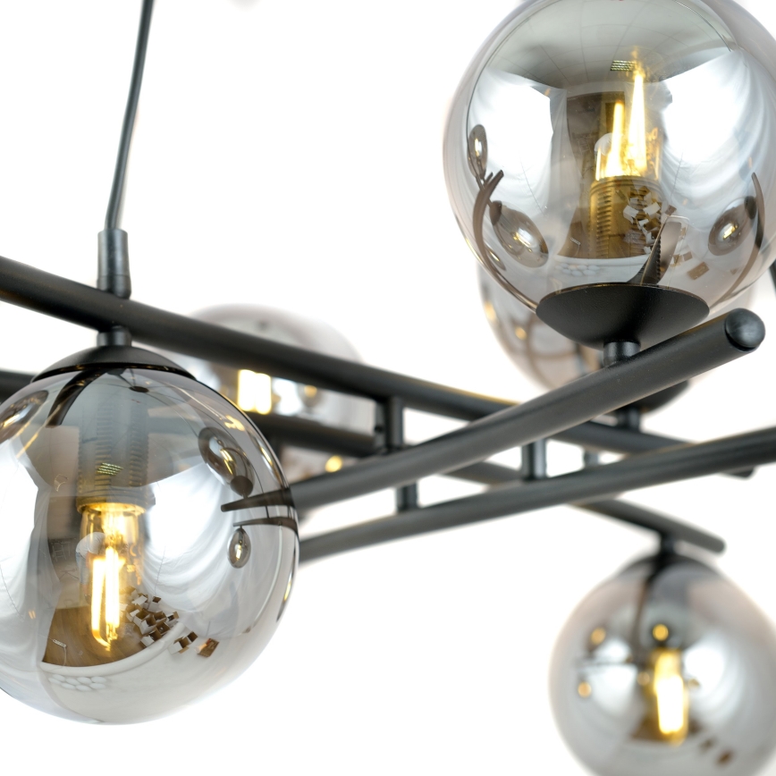 Hanglamp aan een koord ESSA 8xE14/10W/230V zwart/gerookt
