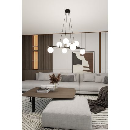 Hanglamp aan een koord ESSA 8xE14/10W/230V zwart/wit