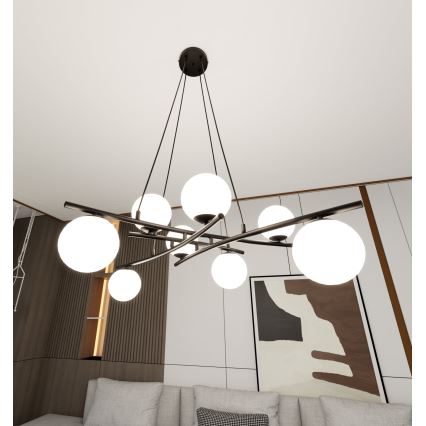 Hanglamp aan een koord ESSA 8xE14/10W/230V zwart/wit