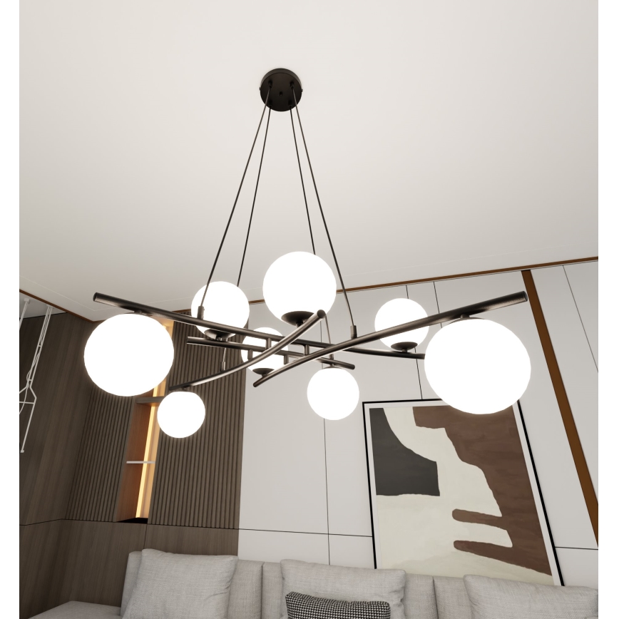 Hanglamp aan een koord ESSA 8xE14/10W/230V zwart/wit