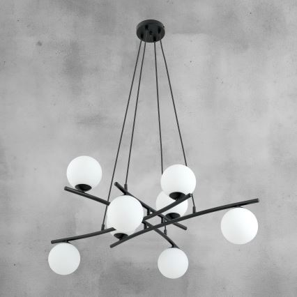 Hanglamp aan een koord ESSA 8xE14/10W/230V zwart/wit