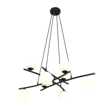 Hanglamp aan een koord ESSA 8xE14/10W/230V zwart/wit