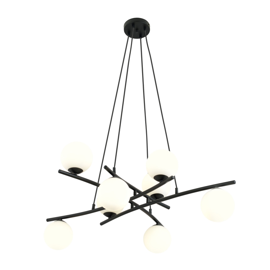 Hanglamp aan een koord ESSA 8xE14/10W/230V zwart/wit