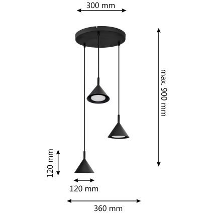 Hanglamp aan een koord ETNA 3xGX53/10W/230V zwart