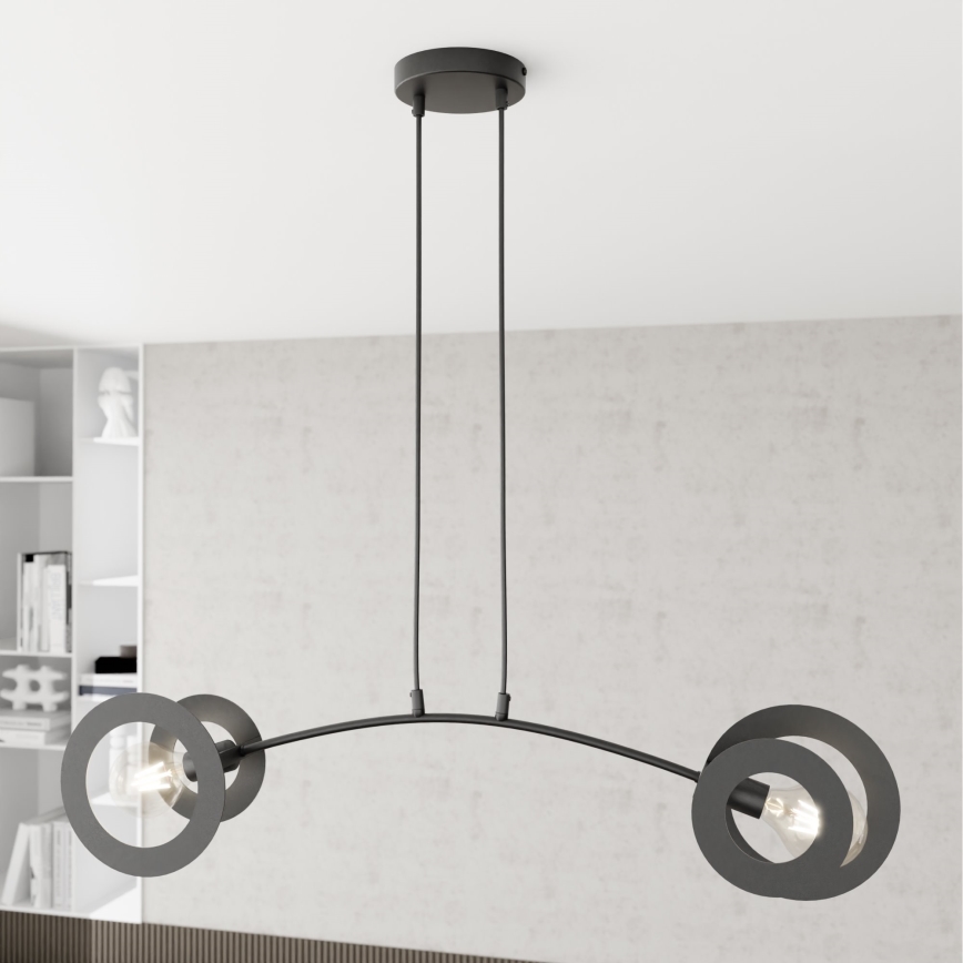 Hanglamp aan een koord EUFORIA 2xE27/15W/230V zwart