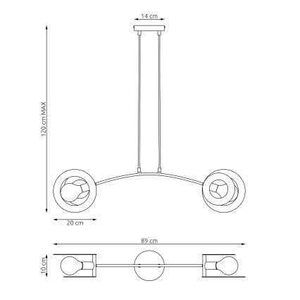 Hanglamp aan een koord EUFORIA 2xE27/15W/230V zwart