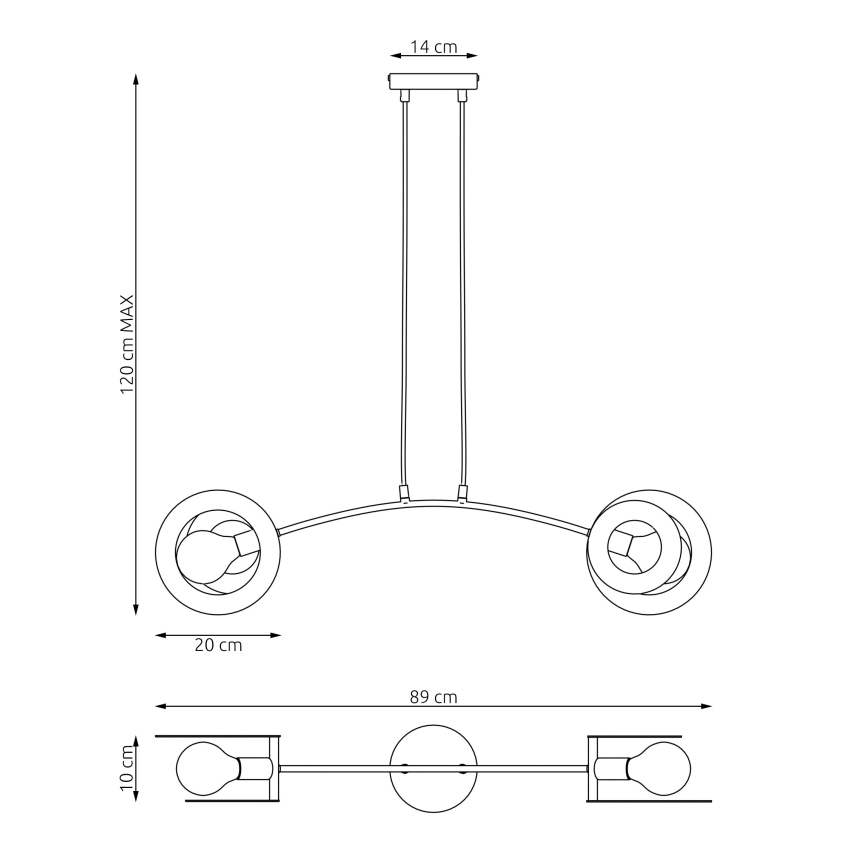 Hanglamp aan een koord EUFORIA 2xE27/15W/230V zwart