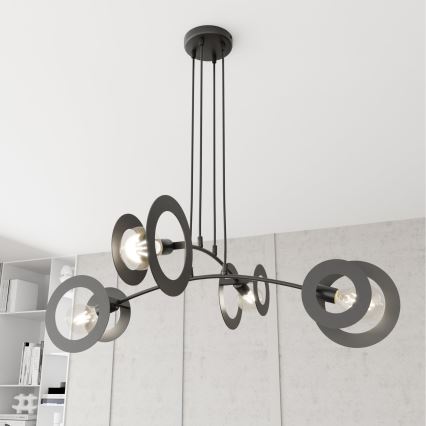Hanglamp aan een koord EUFORIA 4xE27/15W/230V zwart
