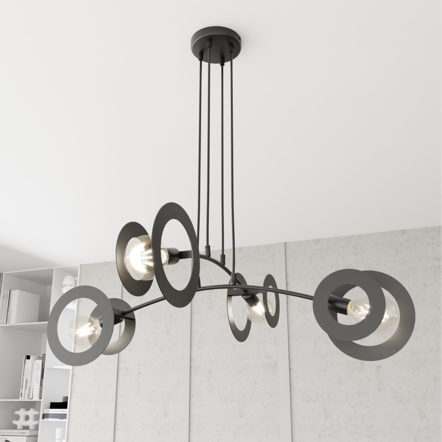 Hanglamp aan een koord EUFORIA 4xE27/15W/230V zwart