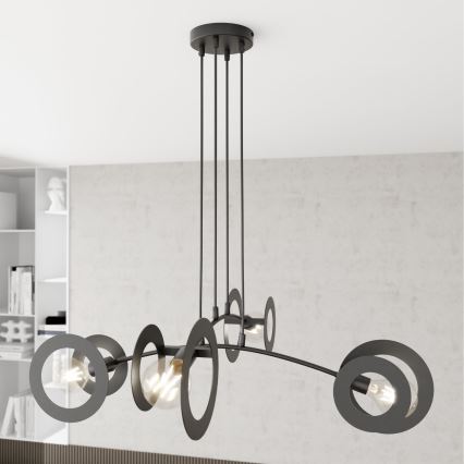 Hanglamp aan een koord EUFORIA 4xE27/15W/230V zwart