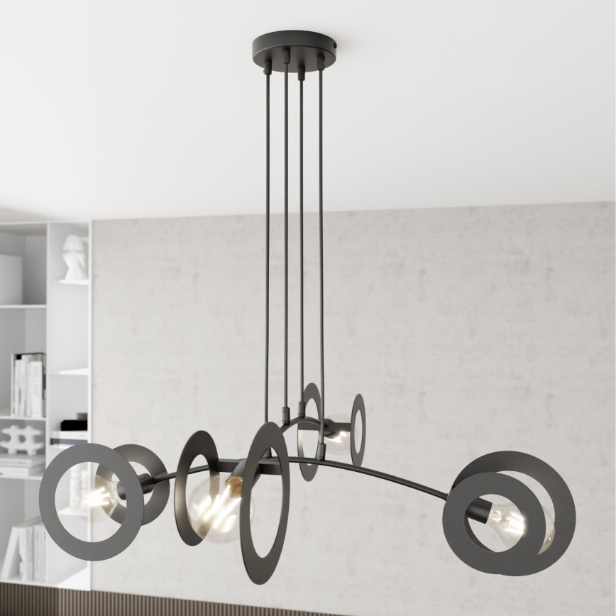 Hanglamp aan een koord EUFORIA 4xE27/15W/230V zwart