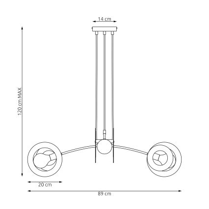 Hanglamp aan een koord EUFORIA 4xE27/15W/230V zwart