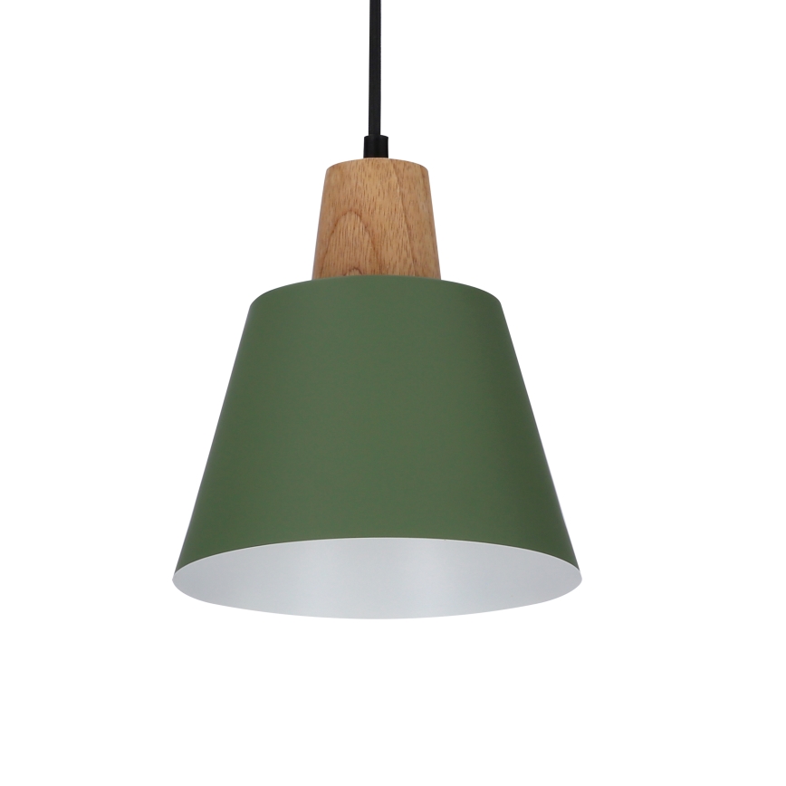 Hanglamp aan een koord FARO 1xE27/40W/230V groen/beuken