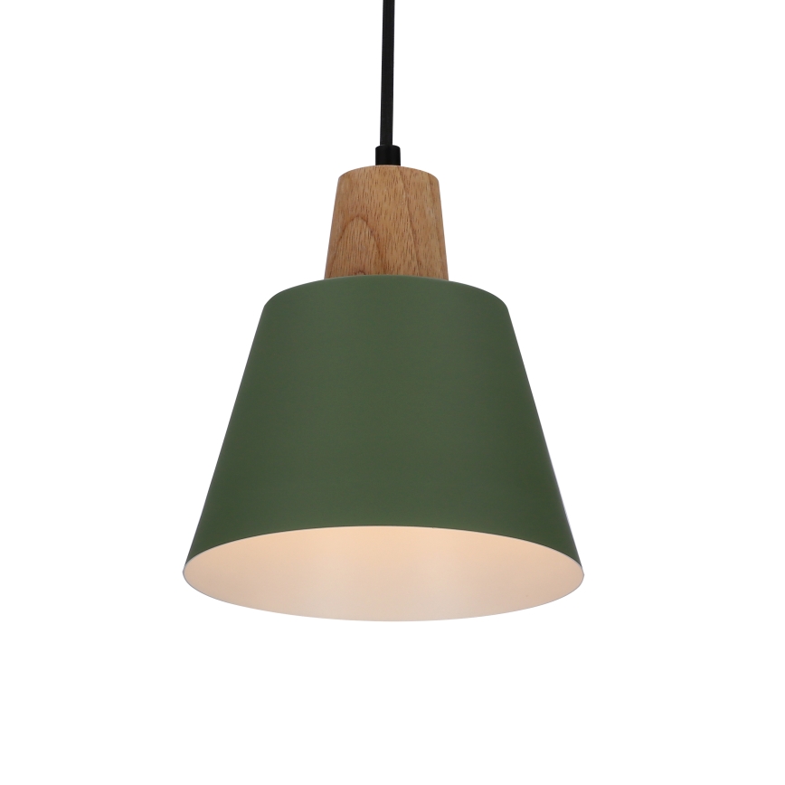 Hanglamp aan een koord FARO 1xE27/40W/230V groen/beuken