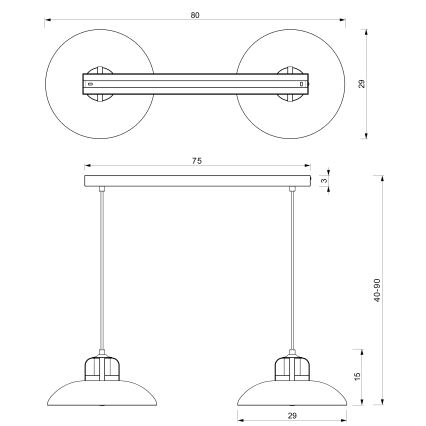 Hanglamp aan een koord FELIX 2xE27/60W/230V blauw