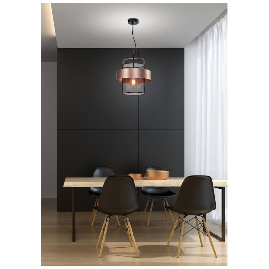Hanglamp aan een koord FIBA 1xE27/60W/230V Roségoud/zwart