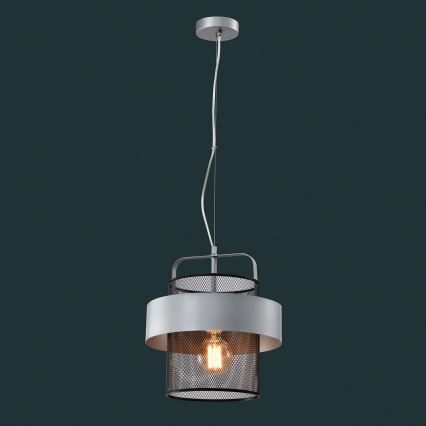 Hanglamp aan een koord FIBA 1xE27/60W/230V zilver/zwart