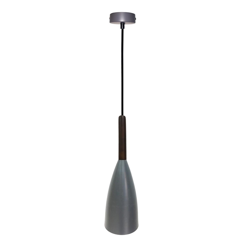 Hanglamp aan een koord FLEN 1xE27/40W/230V diameter 12 cm grijs/zwart