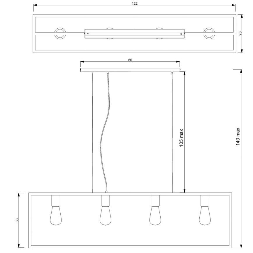Hanglamp aan een koord FRAME 4xE27/60W/230V zwart