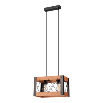 Hanglamp aan een koord FRIDA 2xE27/60W/230V zwart/bruin beuken