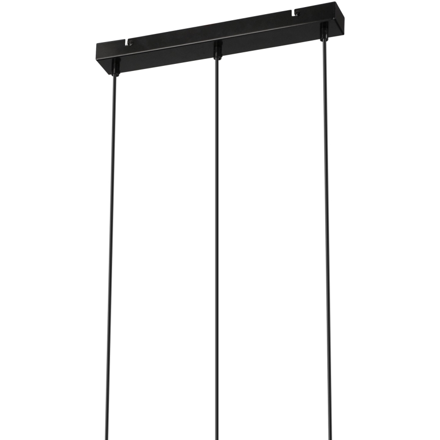 Hanglamp aan een koord FRIDA 3xE27/60W/230V zwart/beige beuken