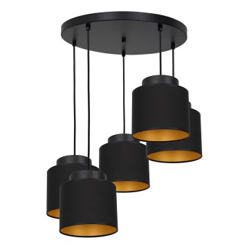 Hanglamp aan een koord FRODI 5xE27/60W/230V zwart rond