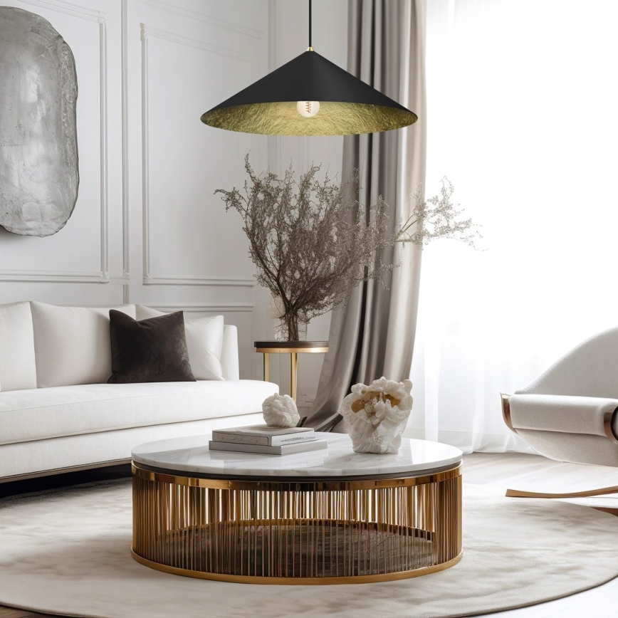Hanglamp aan een koord FUJI 1xE27/60W/230V diameter 70 cm zwart/goud