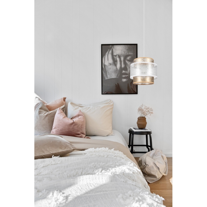 Hanglamp aan een koord GABI 1xE27/60W/230V gouden/wit diameter 20 cm