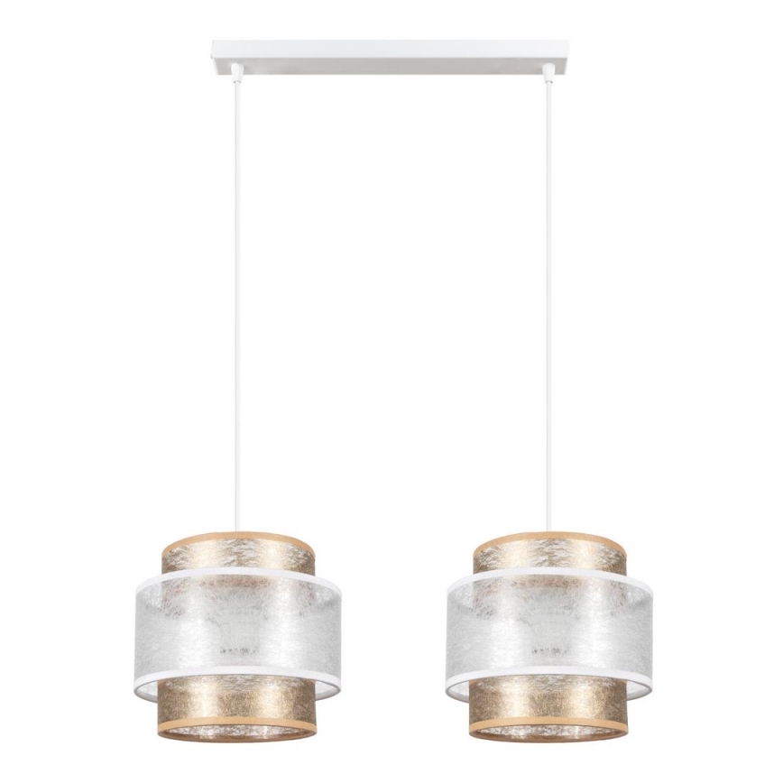 Hanglamp aan een koord GABI 2xE27/60W/230V gouden/wit