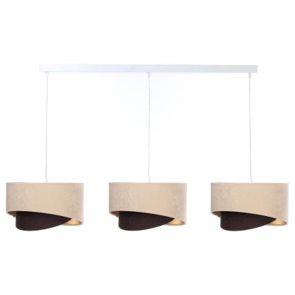 Hanglamp aan een koord GALAXY 3xE27/60W/230V beige/bruin/goud