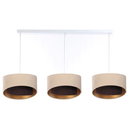 Hanglamp aan een koord GALAXY 3xE27/60W/230V beige/bruin/goud