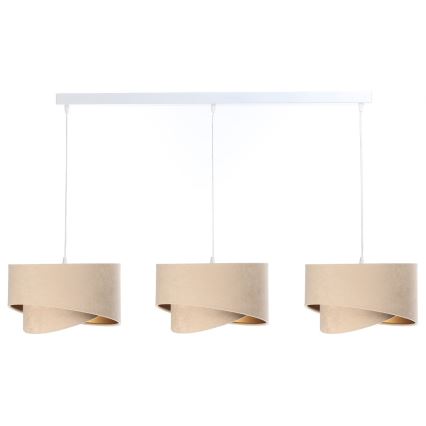 Hanglamp aan een koord GALAXY 3xE27/60W/230V beige/goud