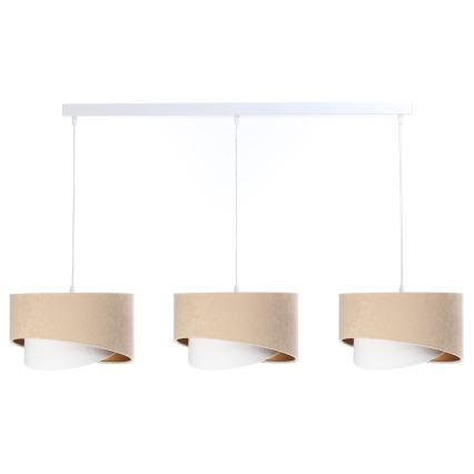 Hanglamp aan een koord GALAXY 3xE27/60W/230V beige/wit/goud