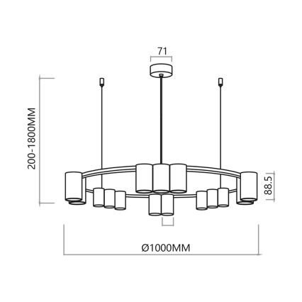 Hanglamp aan een koord GENESIS 15xGU10/8W/230V goud