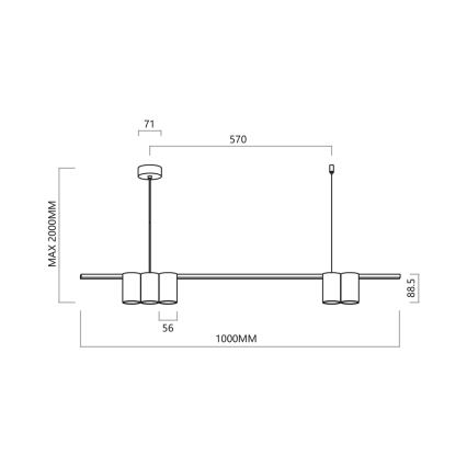 Hanglamp aan een koord GENESIS 5xGU10/8W/230V zwart