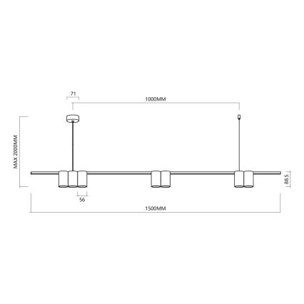 Hanglamp aan een koord GENESIS 7xGU10/8W/230V wit