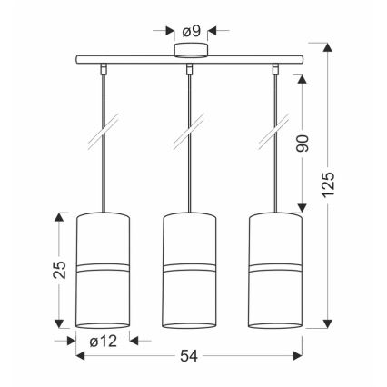 Hanglamp aan een koord GINA 3xE27/60W/230V zwart