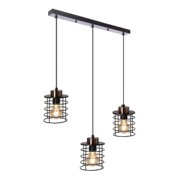 Hanglamp aan een koord GLOB 3xE27/40W/230V zwart