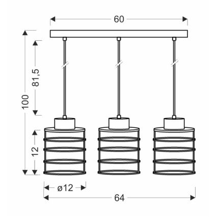 Hanglamp aan een koord GLOB 3xE27/40W/230V zwart