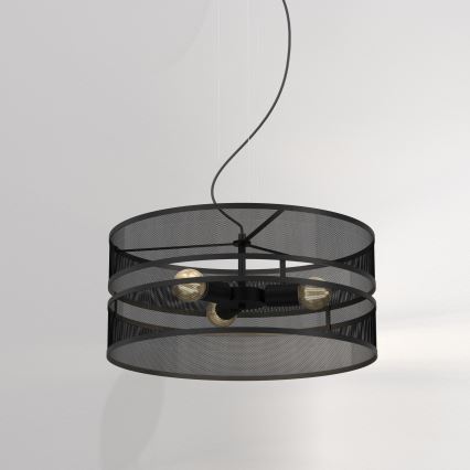 Hanglamp aan een koord GLUM 3xE27/60W/230V zwart