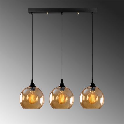 Hanglamp aan een koord GOLD 3xE27/40W/230V