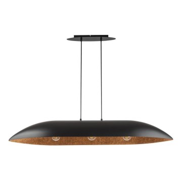 Hanglamp aan een koord GONDOLA 3xE27/60W/230V zwart/koper